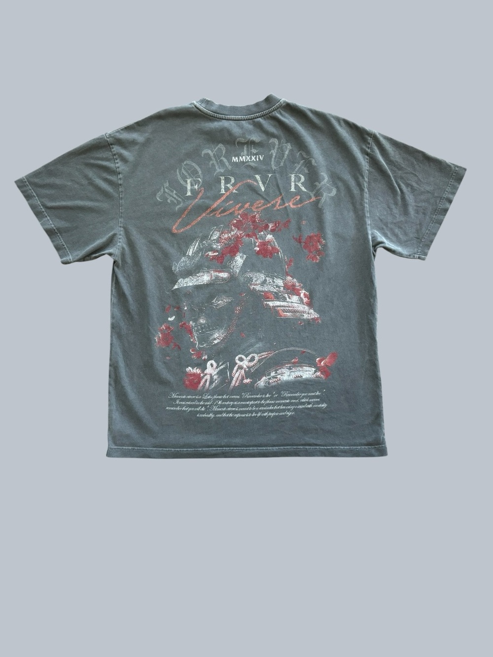 Civil Regime FRVR Vivere Graphic Tee Men's Large Washed Grey Oversized Samurai